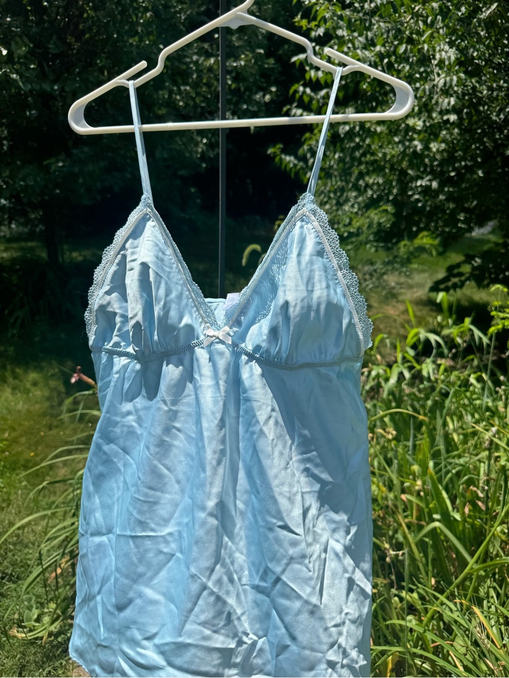 Flora Nikrooz Light Blue Satin Lace-Edge Camisole